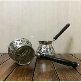 Resim İşlemeli Bakır Tombik Cezve 7 Fincanlık 
