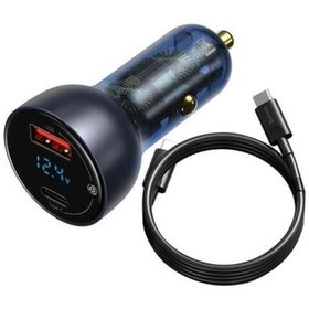 Resim Baseus Qc Pps 65w Dual Usb Hızlı Araç Şarj 1m Type-c Kablo100w(20V-5A)]dijital Göstergeli 