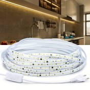 Resim SUNBEYOND 220-240V Su Geçirmez LED Şerit Işık, 120LEDs/m, 8W/metre, Beyaz, Anahtar Kontrolü, Avrupa Standart Fiş, Ev Dönüşü Dekoru, Pil Gerektirmez 