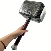 Resim Thor'S Hammer - Thor'S Mjolnir Taklidi, Dayanıklı Plastik, Gümüş Başlıklı Siyah, Altın Yazı, Kostüm ve Dekor için İdeal, Kostüm Aksesuarı | Tema | Dayanıklı Plastik Hammer, Thor Aksesuarları 