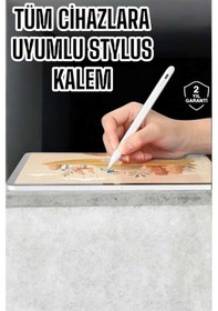 Resim Dokunmatik Kalem Beyaz Şarjlı Yedek Uçlu Android Ve Semeglbl - 50 İos Uyumlu 