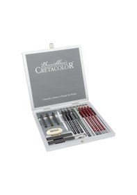 Resim Cretacolor Silver Box Premium Eskiz Seti Ahşap Kutu 17 Parça 4001 
