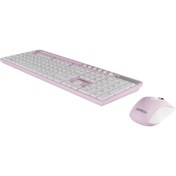 Resim Everest Km-730 Pembe/ Beyaz Kablosuz Q Multimedia Klavye Mouse Set 