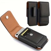 Resim Rahat Suni Deri Bel Çantası, Çıkarılabilir Omuz Askılı, Katlanabilir Manyetik Kapanışlı Telefon Çantası, Kartlıklı, Suya Dayanıklı ve Hafif Günlük Seyahat Bel Çantası 