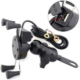 Resim Motosiklet Şarjlı Telefon Tutucu Scooter Unıversal Ayna Bağlantı Aparatlı Motor Telefon Tutucu 