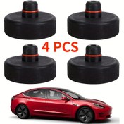 Resim 4 adet for TESLA'nızı Bu 1 adet Siyah Kauçuk Jack Kaldırma Noktası Ped Adaptörü ile Yükseltin - Model X/S/3 için Araba Stil Aksesuarları 