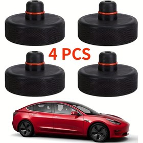Resim 4 adet for TESLA'nızı Bu 1 adet Siyah Kauçuk Jack Kaldırma Noktası Ped Adaptörü ile Yükseltin - Model X/S/3 için Araba Stil Aksesuarları 