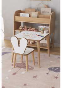 Resim Çocuk Oyun Aktivite Masası 45x45 Cm - Kağıt Rulo Set - Montessori Sandalye Çalışma Masası Çok Renkli 