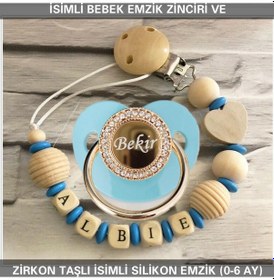 Resim Sahi Aksesuar İsimli Bebek Emzik Zinciri ve İsimli Bebek Silikon Emzik BEZYI276 Bej 