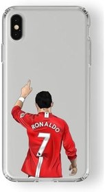 Resim Iphone X Ve Xs ile Uyumlu C. Ronaldo temalı Tasarım Baskılı Şeffaf Kılıf 