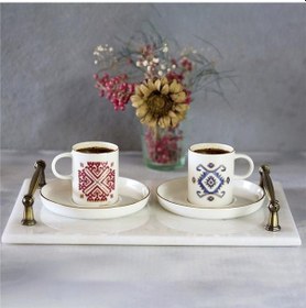 Resim Akayev Mermer Beyaz Rustik 30X20 CM Tepsi 