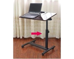 Resim Sayemons Yerden Yükseklik ve Eğim Ayarlı Mouse Bölmeli Tekerli Laptop Sehpası Bilgisayar Masası Siyah 