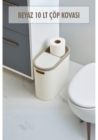 Resim Beyaz Kapaklı Wc Kağıtlıklı Kovası & Ofis Kovası 10 Lt Gri 