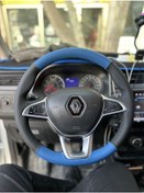 Resim Direksiyon Kılıfı Düz Mavi Deri Dikişli Dikmeli Direksiyon Kılıfı Siyah 