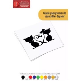 Resim Aşık Kediler Sticker Oto Motor Laptop Duvar Folyo Sticker 60 X 42 Cm 