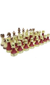 Resim Satranç Taşı Zamak Polyester Krem Bordo Dekoratif Hediyelik 