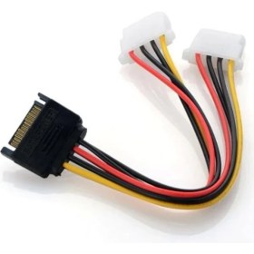 Resim 30 cm 15 Pin Sata Erkek To 2x 4 Pin Dişi Molex Kablo 15 Pin Erkek 2x 4 Pin Dişi Molex 30 cm Sata Kablo 