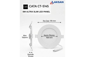 Resim Cata CT-5145 3’lü Set 6W Slim LED Panel 530 Lm 6400K Soğuk Beyaz 160° Sıva Altı Yuvarlak Spot 