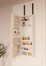 Resim Laven Aynalı, Asılabilir, Fonksiyonel, Kullanışlı, Şık, Ahşap, Beyaz, Takı Ve Makyaj Dolabı, Beyaz 