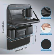 Resim Chuangyinshop Siyah/masaüstü 1 Adet Premium Yapışan Deri Araç Arka Koltuk Organizatörü Katlanır Masa Tepsili Tablet Laptop Tutucu 