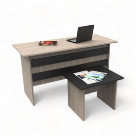 Resim L'occi Concept Diego Ofis Çalışma Masası Sehpa 2'li Büro Masa Takımı Meşe-siyah Dg8-ob 