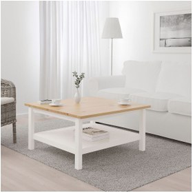 Resim IKEA HEMNES orta sehpa, beyaz vernik-açık kahverengi, 90x90 cm 