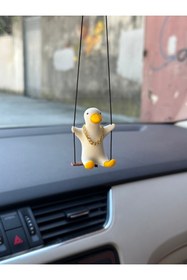 Resim 3dbaydesign 10 Adet Altın Zincirli Sallanan Ördek Yeni Trend Dikiz Ayna Süsü (beyaz Sarı) 