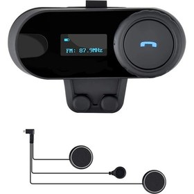 Resim Intercom 1km Telsiz Motosiklet Bluetooth Su Geçirmez Kask Kulaklık 