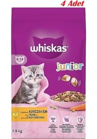 Resim Whiskas Junior Tavuklu Yavru Kuru Kedi Maması 1.9 Kg 4 Adet 