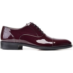 Resim Klasik Bağcıklı Oxford Bordo Rugan Erkek Ayakkabı -11837- 