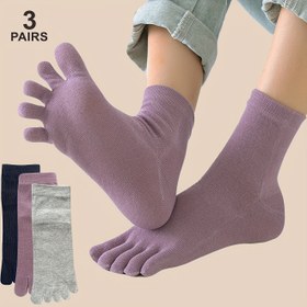 Resim 3 Çift Katı Bölünmüş Parmak Çorap, Basit ve Nefes Alabilen Beş Parmak Orta Boru Çorap, Kadın Çorap ve Çorap Çorapları 
