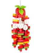 Resim Samdoo Kuşlar İçin Ahşap Çiğneme Oyuncakları, Doğal Malzeme, Papaganlar İçin Diş Bakımı Ve Zaman Geçirme, El Yapımı Elma Şeridi Oyuncağı 