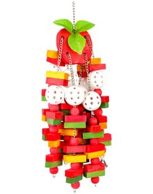 Resim Samdoo Kuşlar İçin Ahşap Çiğneme Oyuncakları, Doğal Malzeme, Papaganlar İçin Diş Bakımı Ve Zaman Geçirme, El Yapımı Elma Şeridi Oyuncağı 