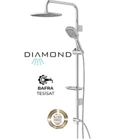 Resim Diamond Antrasit Krom Tepe Duş Seti 