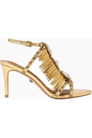 Resim Kurt Geiger Jewel Fringe 90 Lüks Topuklu Deri Sandalet 