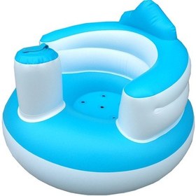 Resim Şişme Bebek Sandalyesi Taşınabilir Çocuk Kanepe Eğitim Koltuğu Bebek Arabası Beslenme Duş Oyun Plaj Pvc Mavi 