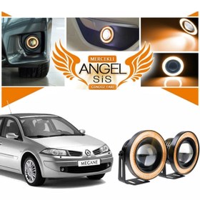 Resim Renault Megane 2 Uyumlu, Universal Mercekli Led Angel Sis Farı, 76mm Turuncu Renk 