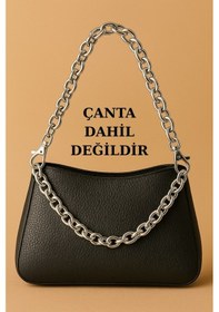 Resim Model 4 Gümüş Zincirli Klips Halkalı Çanta Askısı- 90x35cm- Çanta Aksesuarı -çanta Askısı Gümüş 