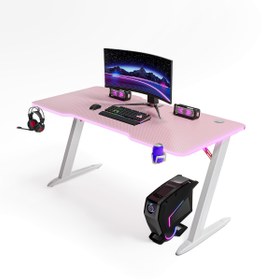 Resim Thunder RGB Aydınlatmalı Oyuncu Masası - Pembe 