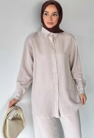 Resim Tesettür Tensel Kumaş Gömlek Tunik Taş TZL-P-00021264 