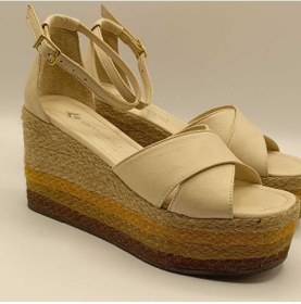 Resim Deka Bej Deri Dolgu Topuk Sandalet Bej 