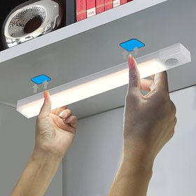 Resim Akıllı Anahtarlı LED Işık İnsan Hareket Sensörlü Uzun Şerit Kablosuz Manyetik Kendinden Yapışkanlı Gardırop Işığı ile Şarj Edilebilir Dolap Aydınlatma Çubuğu, Tezgah Üstü Dolap ve Mutfak Gece Lambası için Şarj Edilebilir Bateri Güçlü Lamba - Gardıroplar, Merdivenler ve Koridorlar İçin 