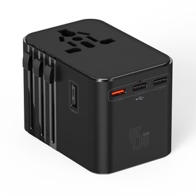 Resim Wiwu Wi-UA006 Çoklu Universal TR/US/UK/AUS/EU Uyumlu Seyahat Şarj Adaptörü 45W - Siyah 