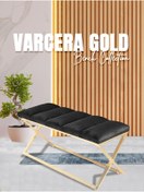 Resim Gazzini furniture Varcera Gold Sliced Bench Çapraz Metal Ayaklı Dilimli Model Antrasit Puf 