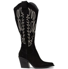Resim Deery Kadın Hakiki Süet Siyah Western Çizme - Z1614zsyhc01 Siyah 