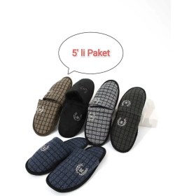 Resim Moda Devrin 5'li Paket Kışlık Erkek Ev Terliği Düz Desenli Konforlu Kullanım İçin İdeal 