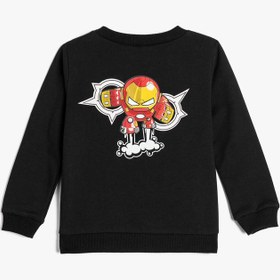Resim Erkek Bebek Iron Man Sweatshirt Lisanslı Uzun Kollu Bisiklet Yaka Pamuklu 