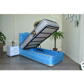 Resim Bengimobilya Baza Başlık Ful Ortopedi Pamuk Pedli Yatak Taytüy Mavi Silin Mode 
