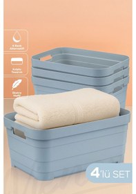 Resim Vienev 4'lü 10,8 Litre Saklama Kutusu Mavi Mavi 