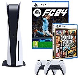 Resim Sony Playstation 5 Diskli Oyun Konsolu - 2. Dualsense Kol - EA Sports FC 24 - GTA 5 PS5 Oyun (İthalatçı Garantili) 